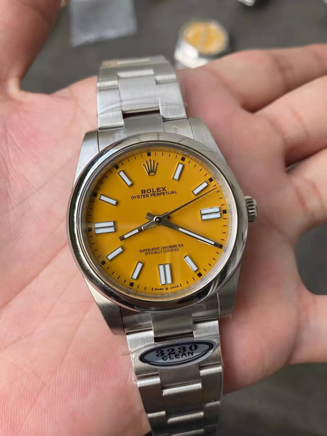 Clean厂恒动黄面41mm Oyster Perpetual 124300  904L Steel Yellow Dial