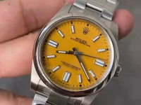 Clean厂恒动黄面41mm Oyster Perpetual 124300 904L Steel Yellow Dial