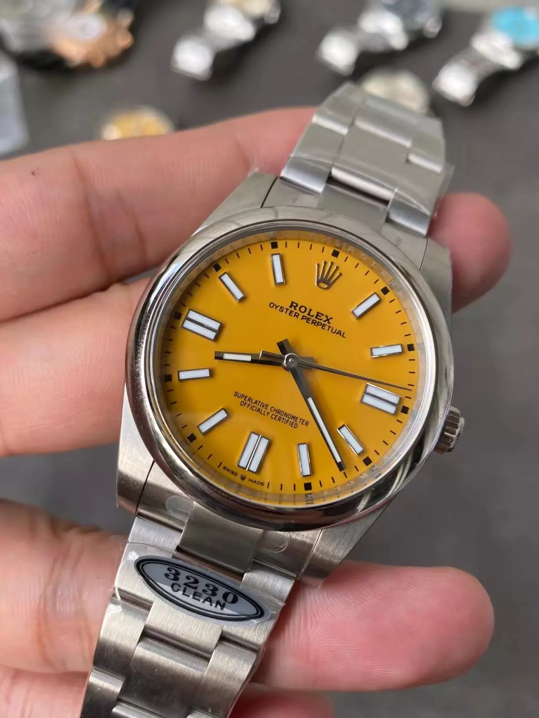 Clean厂恒动黄面41mm Oyster Perpetual 124300  904L Steel Yellow Dial