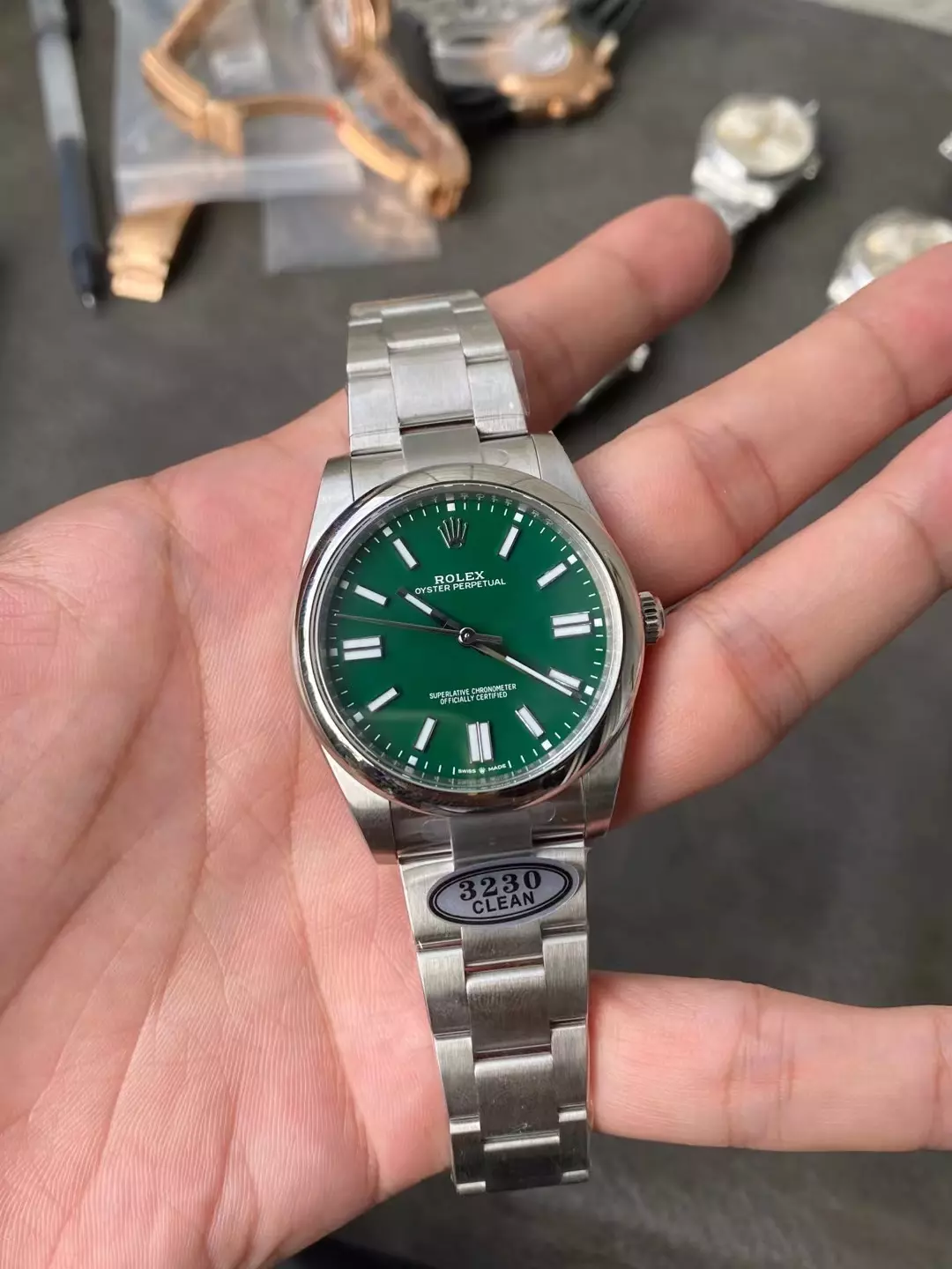 Clean厂恒动绿面41mm Oyster Perpetual 124300 904L Steel Green Dial