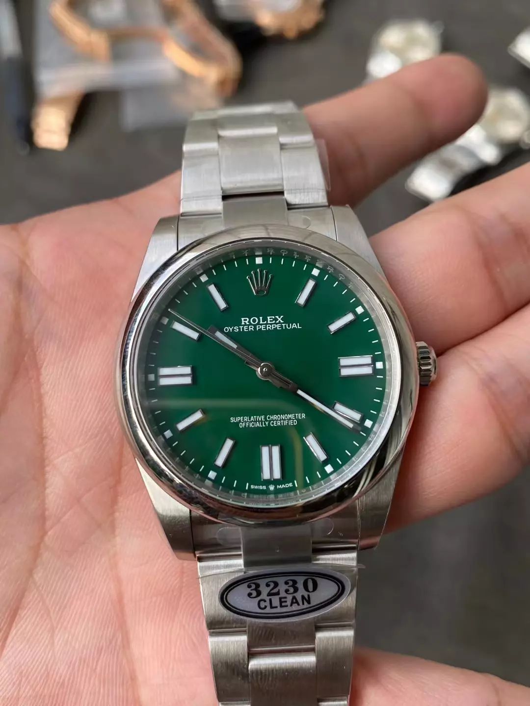 Clean厂恒动绿面41mm Oyster Perpetual 124300 904L Steel Green Dial