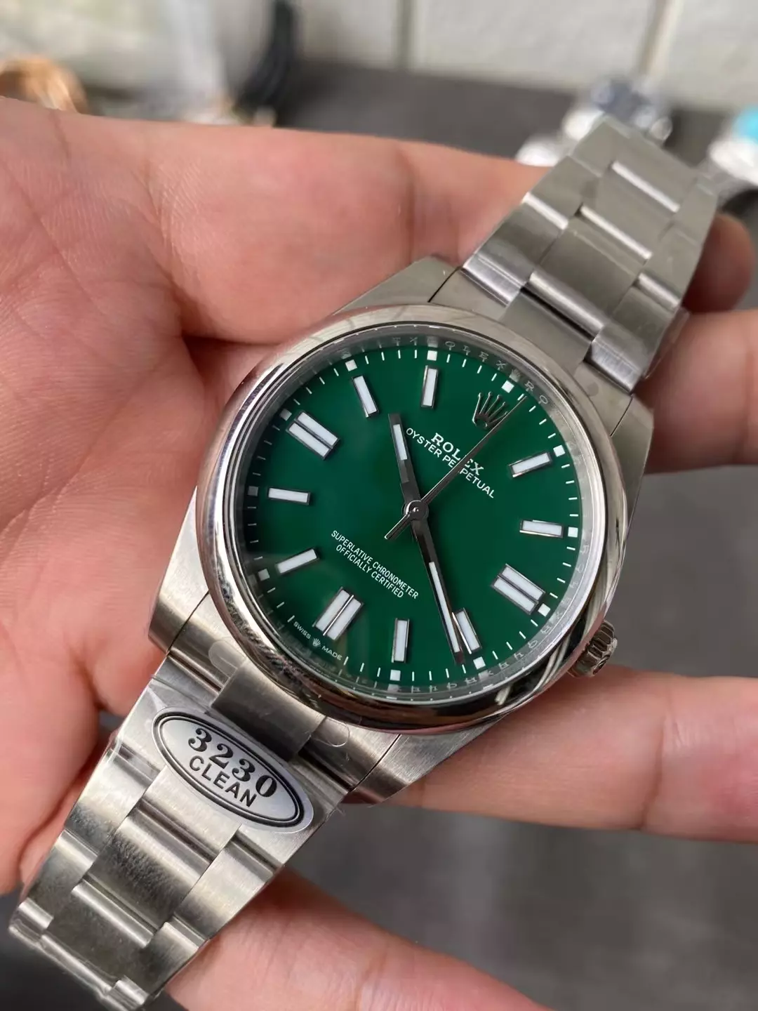 Clean厂恒动绿面41mm Oyster Perpetual 124300 904L Steel Green Dial