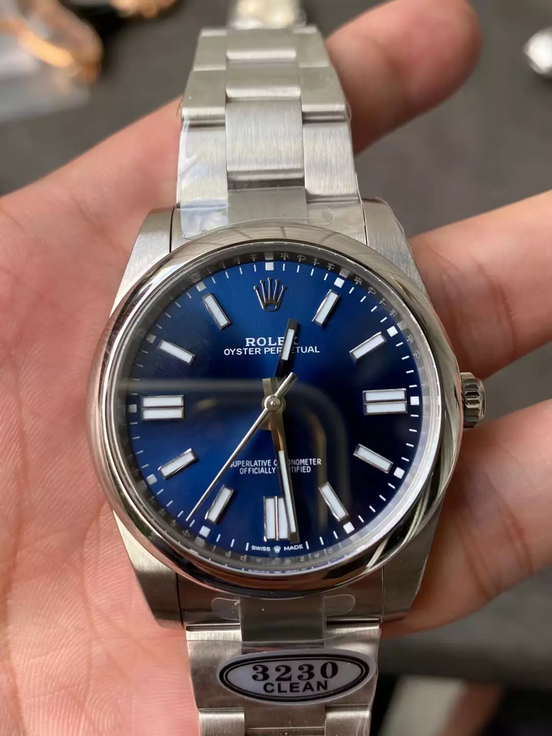 Clean恒动蓝面41mm Oyster Perpetual 124300 904L Steel Blue Dial