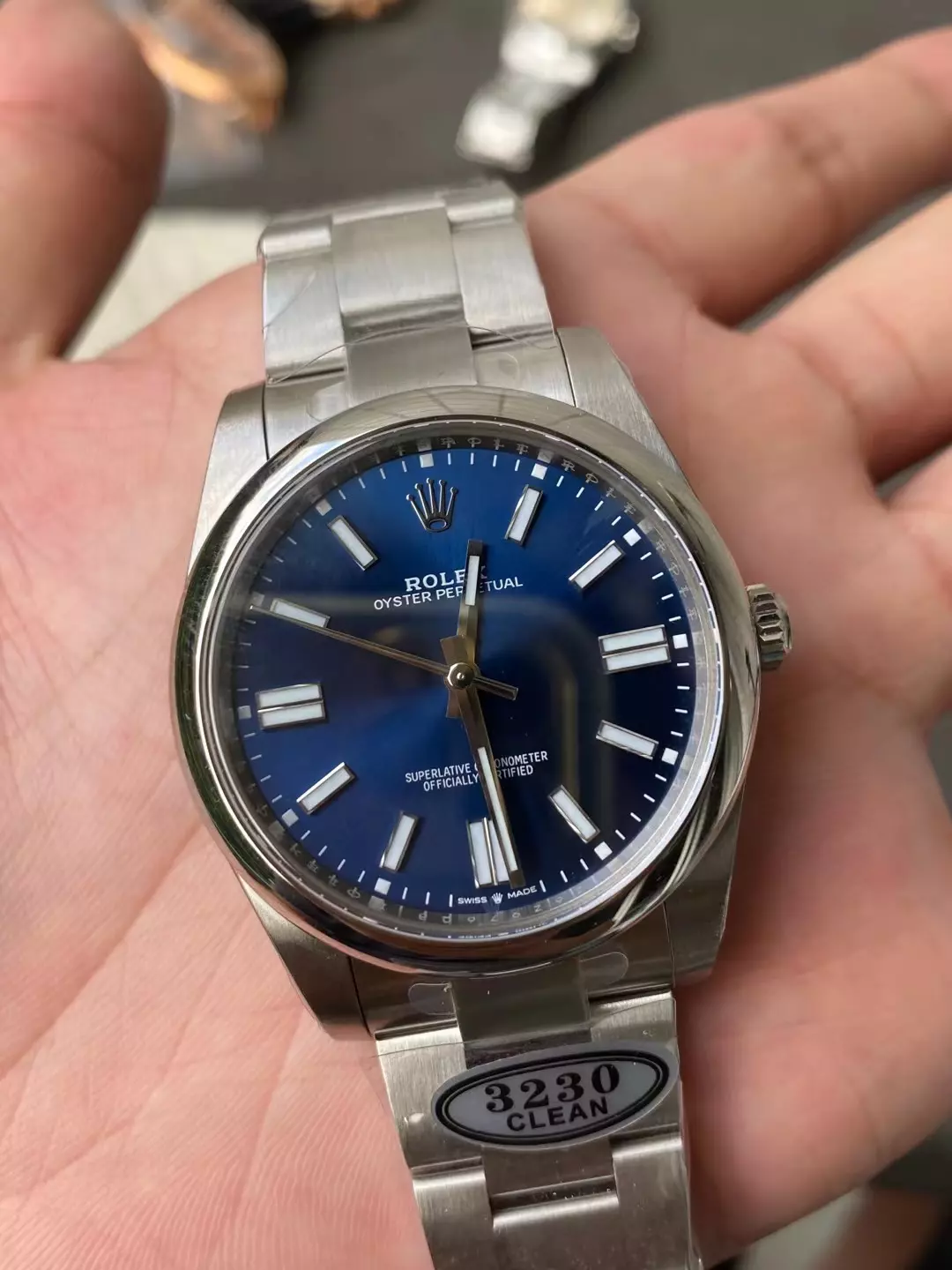 Clean恒动蓝面41mm Oyster Perpetual 124300 904L Steel Blue Dial