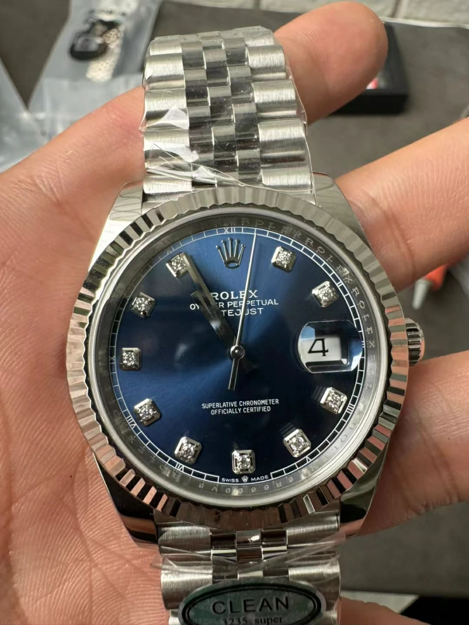 Clean蓝钻日志DateJust 41mm 126334 904L Steel Blue Diamond Dial Jubilee