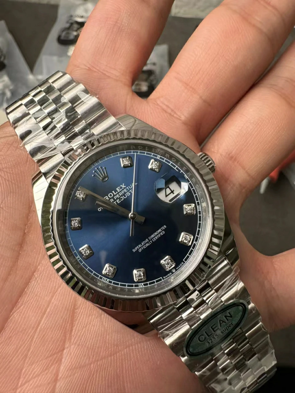 Clean蓝钻日志DateJust 41mm 126334 904L Steel Blue Diamond Dial Jubilee