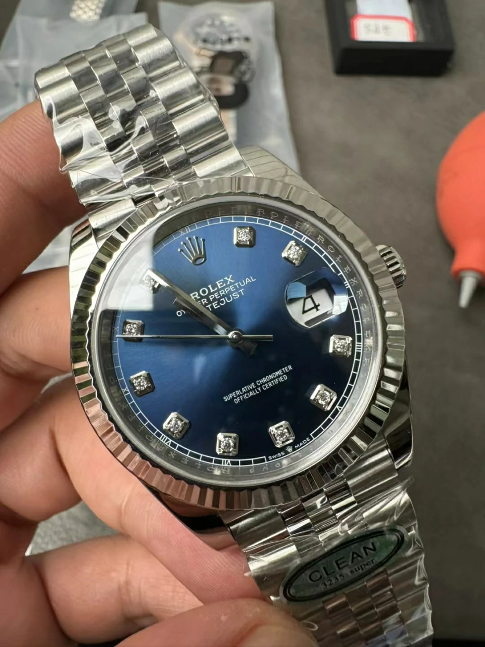 Clean蓝钻日志DateJust 41mm 126334 904L Steel Blue Diamond Dial Jubilee