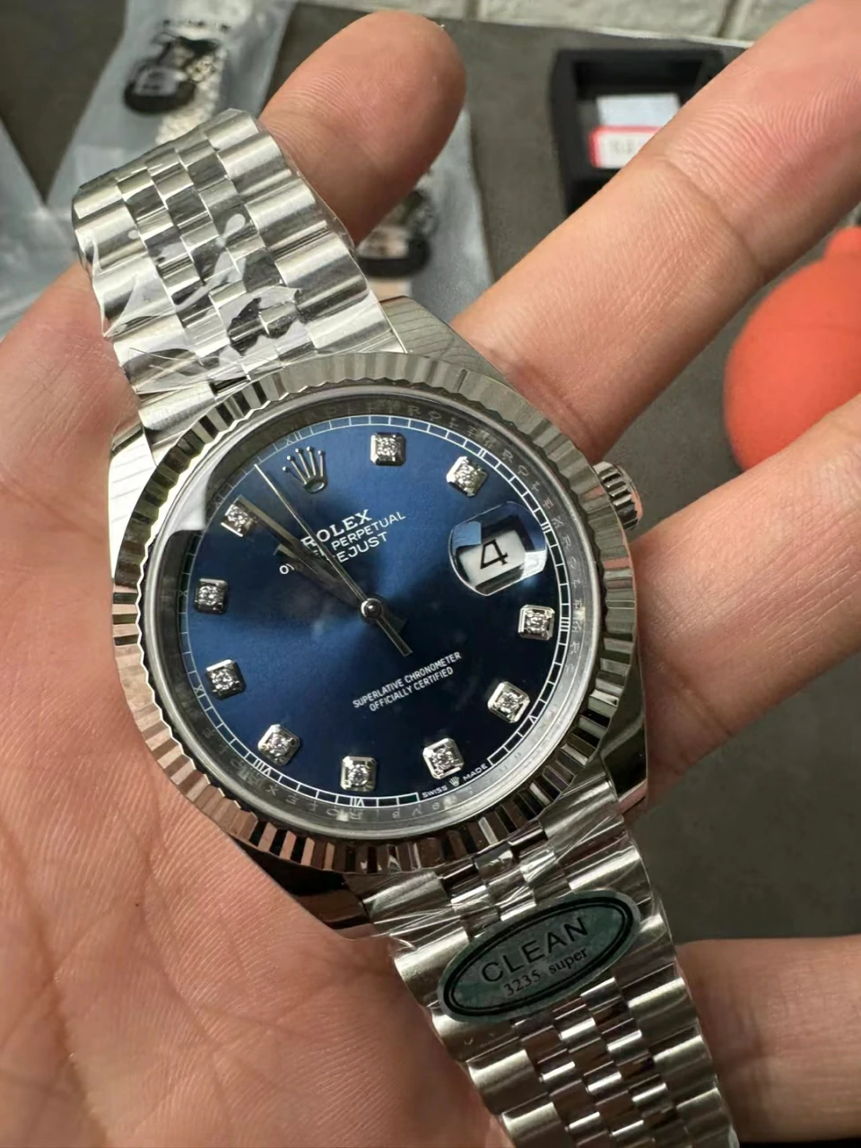 Clean蓝钻日志DateJust 41mm 126334 904L Steel Blue Diamond Dial Jubilee