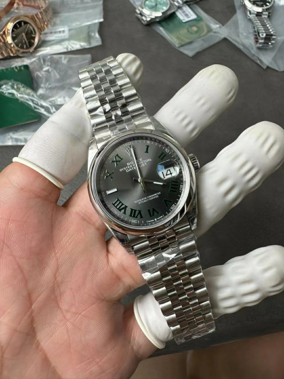 VSF 36mm光圈绿罗DateJust 126200 Gray Wimbledon Dial Jubilee DD3235