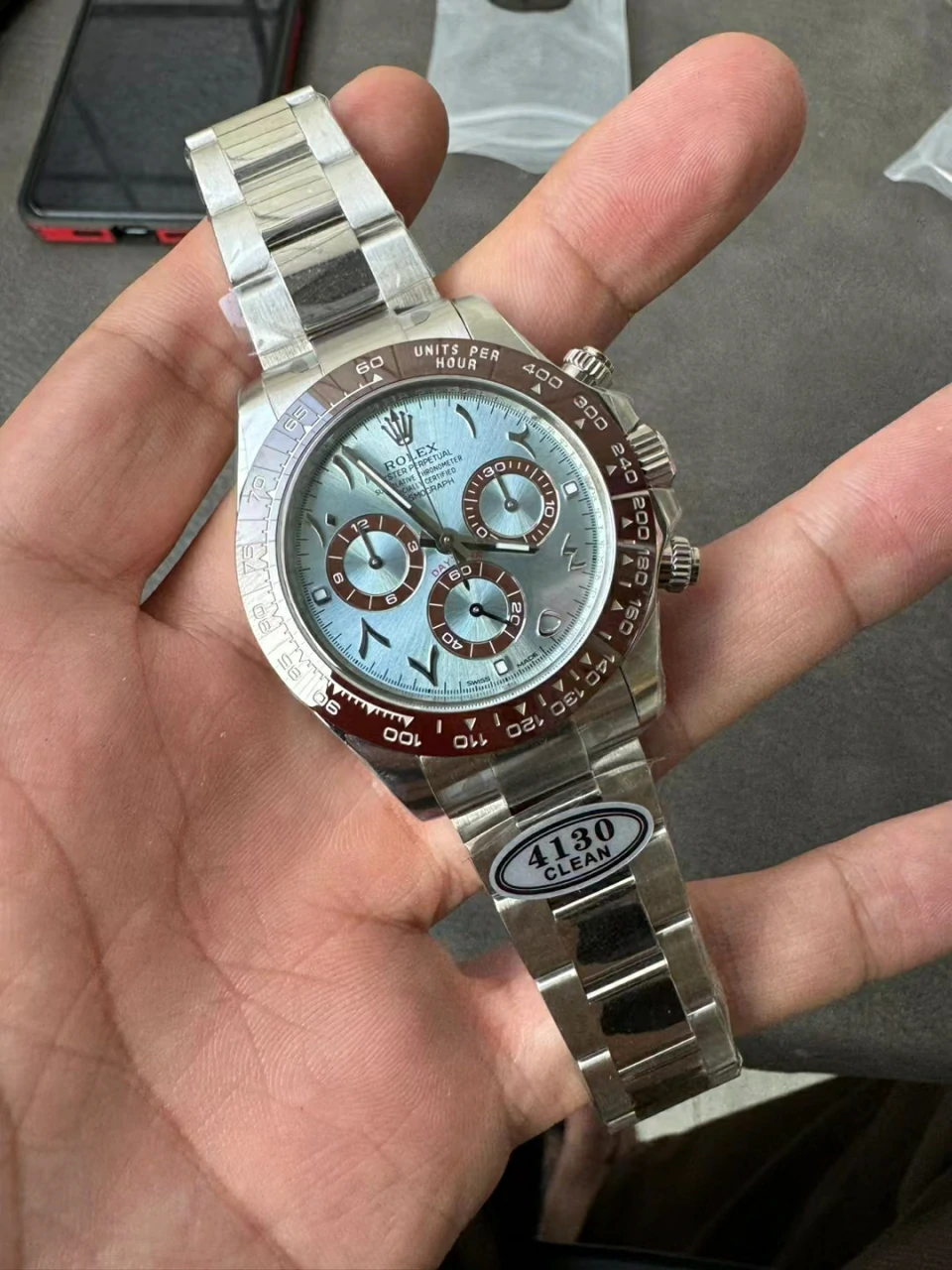 Clean冰蓝中东Daytona 116506 Ice Blue Dial Arabic Markers SA4130