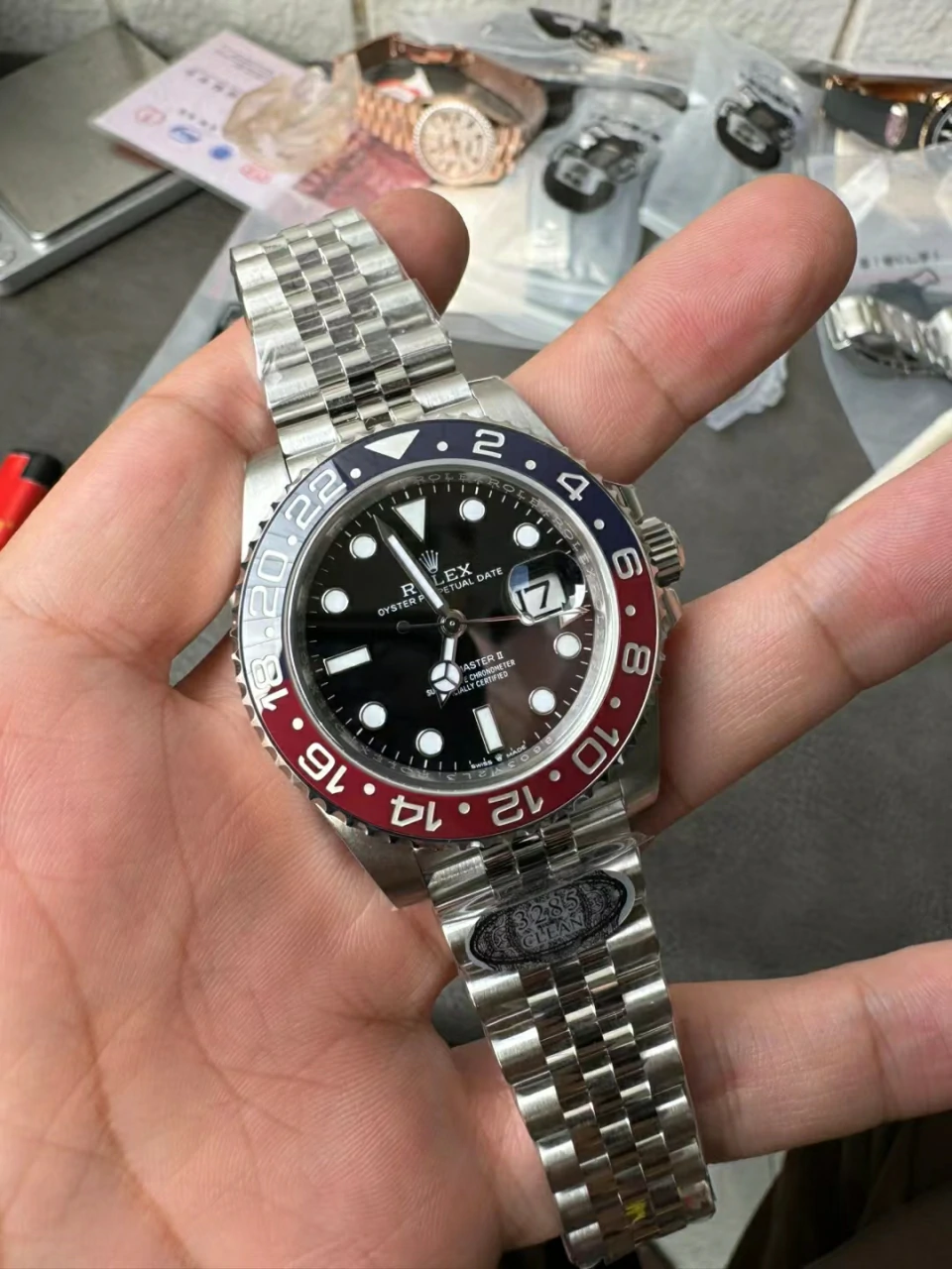 Clean V2+可乐圈升级版GMT-Master II 126710 BLRO Red/Blue Ceramic 904L Steel Jubilee New Bezel Insert 