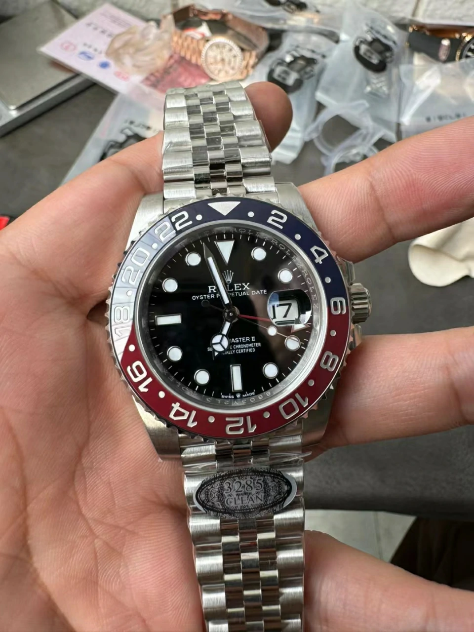 Clean V2+可乐圈升级版GMT-Master II 126710 BLRO Red/Blue Ceramic 904L Steel Jubilee New Bezel Insert 