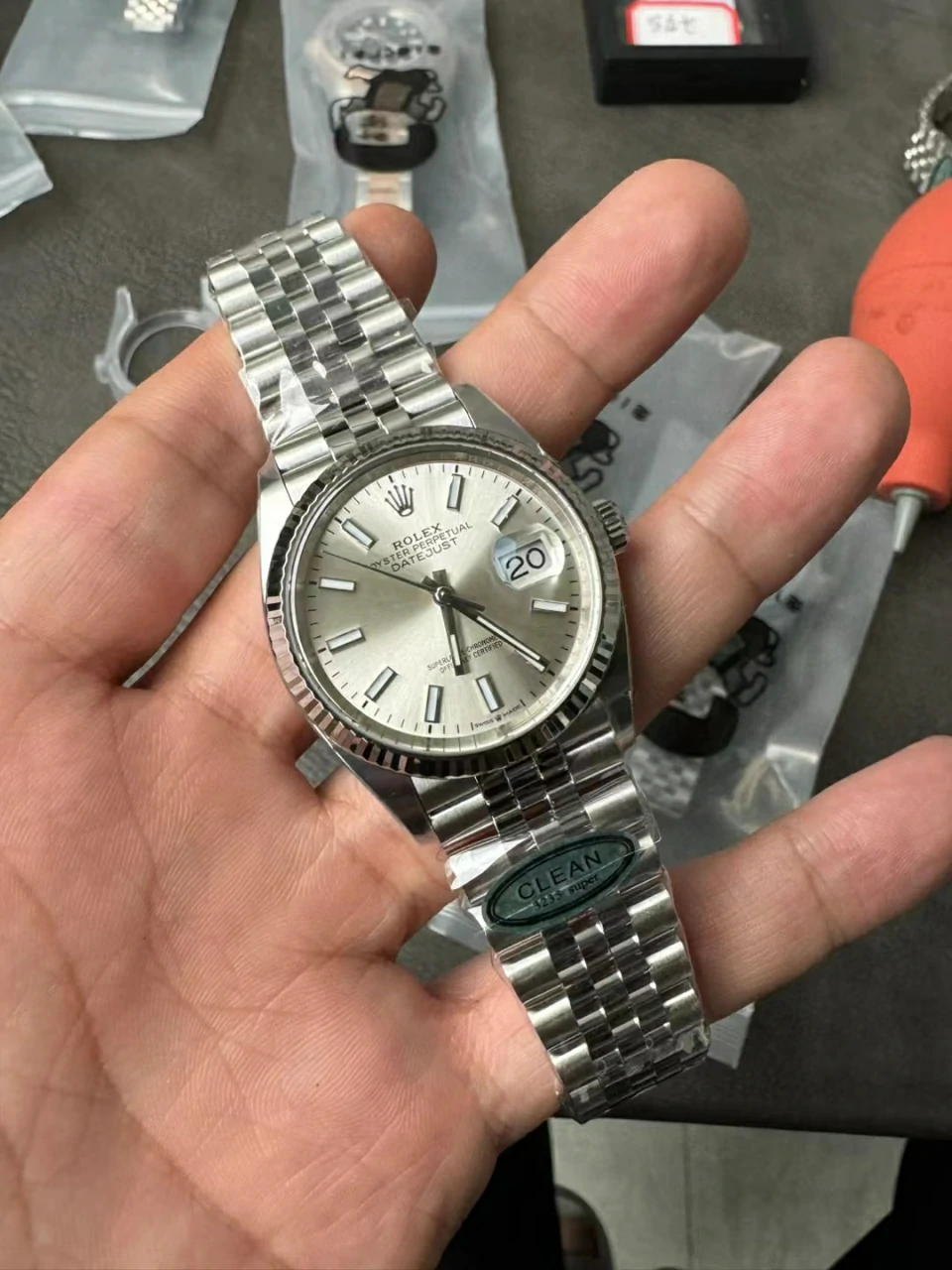 Clean日志银盘36mm DateJust 126234 904L Steel Silver Stick Dial Jubilee