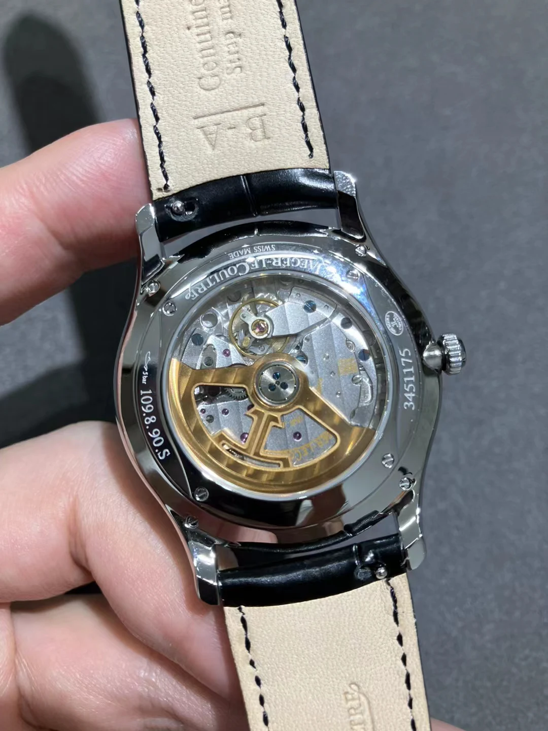 APSF积家大师两针半Master Ultra Thin Small Second White Dial Leather Strap