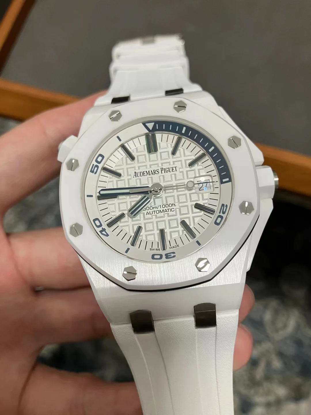 APSF白陶瓷(字体更新)Royal Oak Offshore Diver 15707 White Ceramic SA3120 Super Clone（Font upgrade）