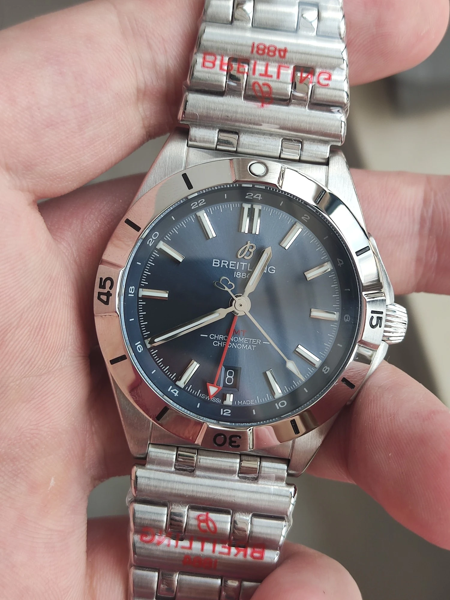 BLSF超级海洋Chronomat Automatic GMT 40mm Blue Dial SS Bracelet A2836