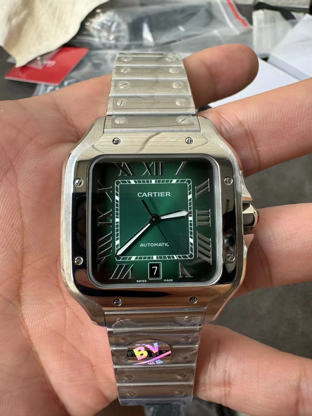 BVF山度士Santos de Cartier 40mm Green Dial SmartLinks Bracelet