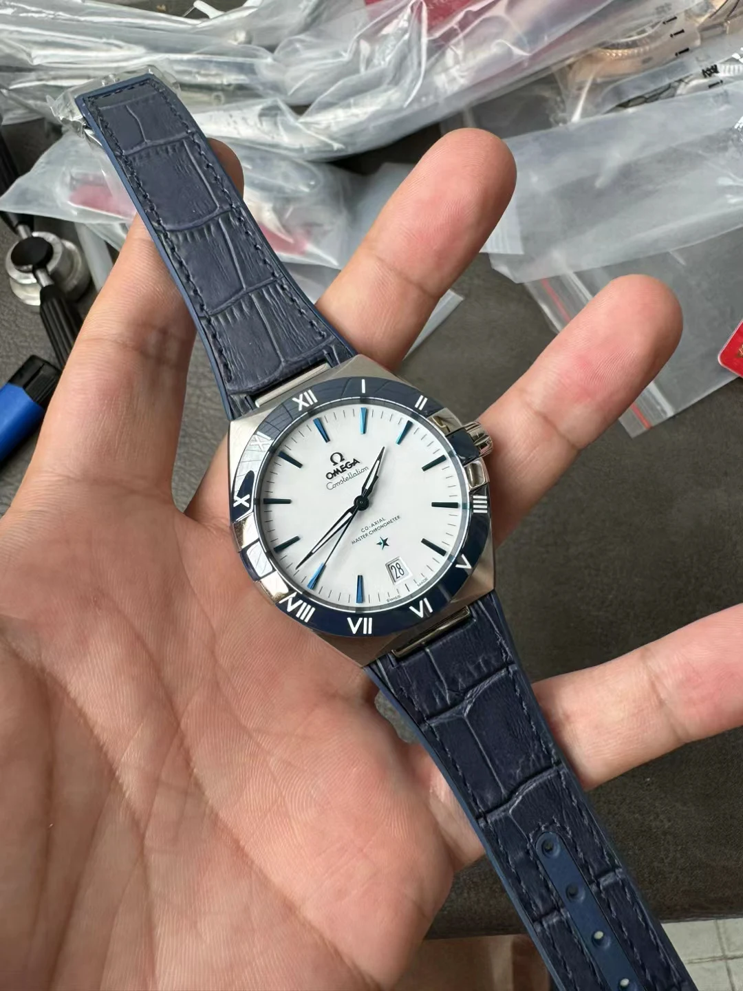 VSF五代星座Constellation Blue Ceramic White Dial Gummy Strap A8900 Super Clone