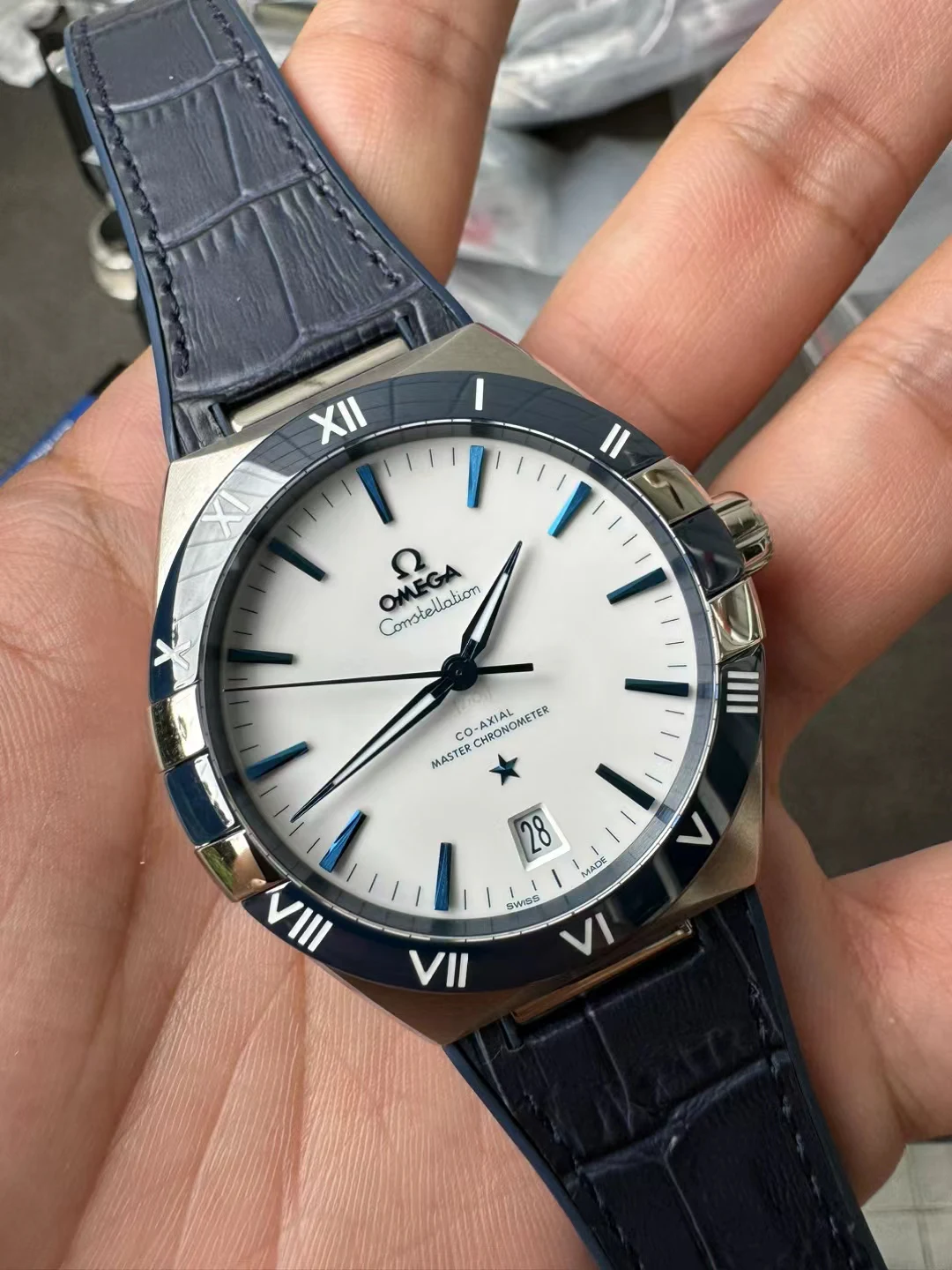 VSF五代星座Constellation Blue Ceramic White Dial Gummy Strap A8900 Super Clone