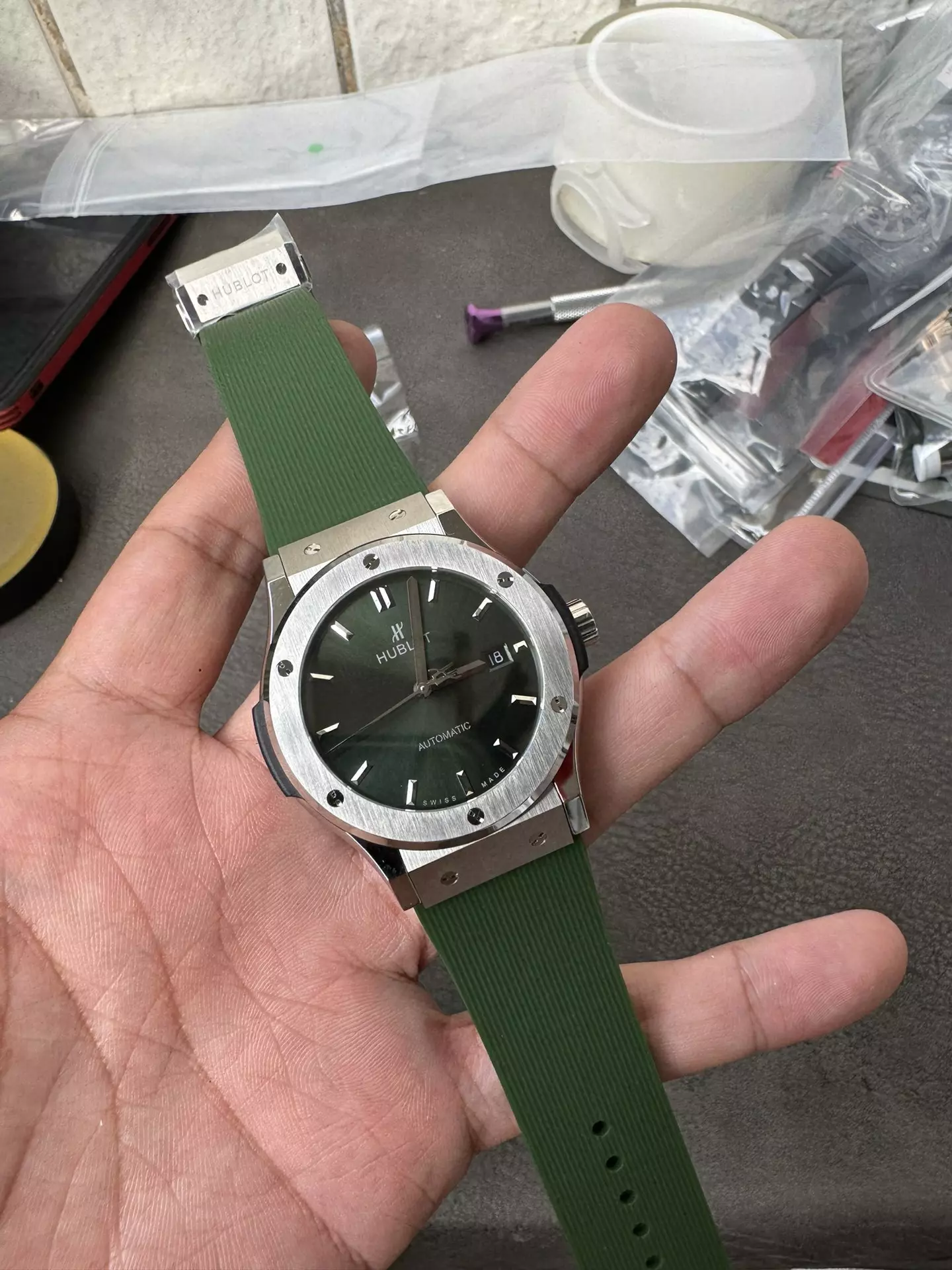 HBF宇舶经典融合Classic Fusion 42mm Green Dial  Green Rubber Strap A1110