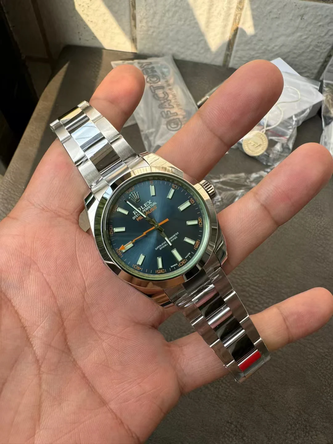 VSF闪电绿玻璃Milgauss 116400GV 904L Steel Blue Dial Bracelet VS3131