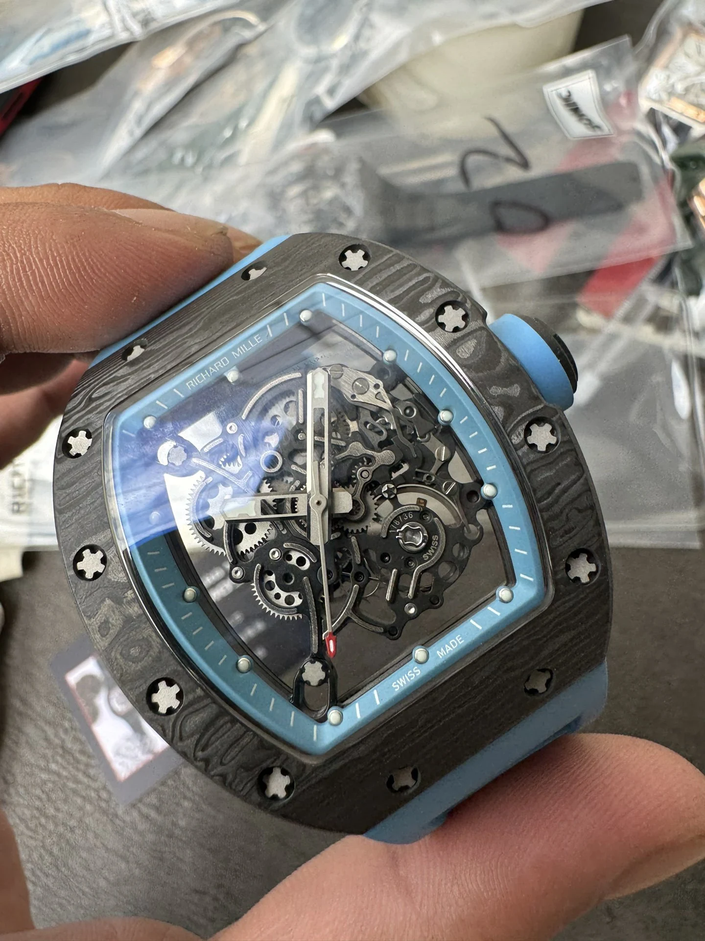 RMF一体机RM055 Blue Inner Bezel NTPT Blue Rubber Strap RMUL2 Super Clone