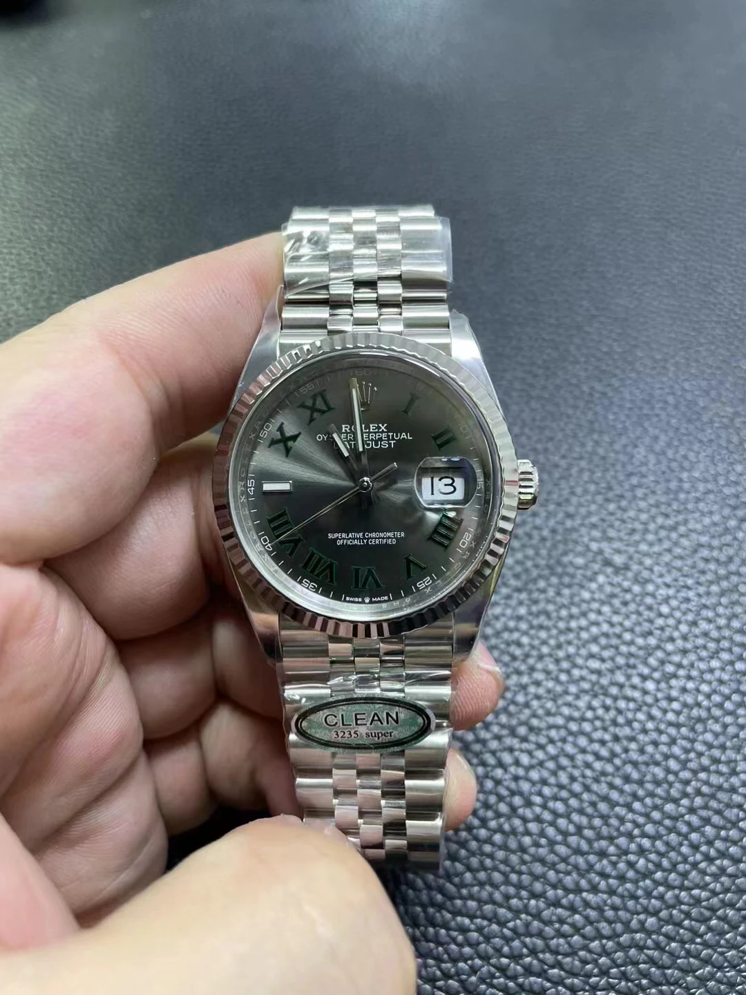 Clean绿萝日志36mm DateJust 126234 Gray Wimbledon Dial Jubilee Bracelet SH3235