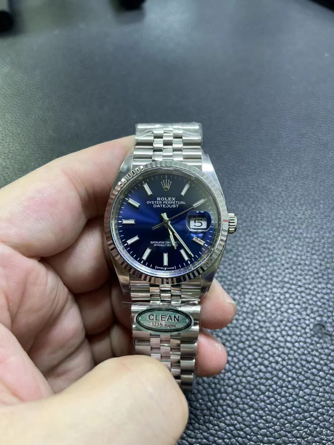 Clean蓝日志36mm DateJust 126234 Blue Dial Jubilee SH3235