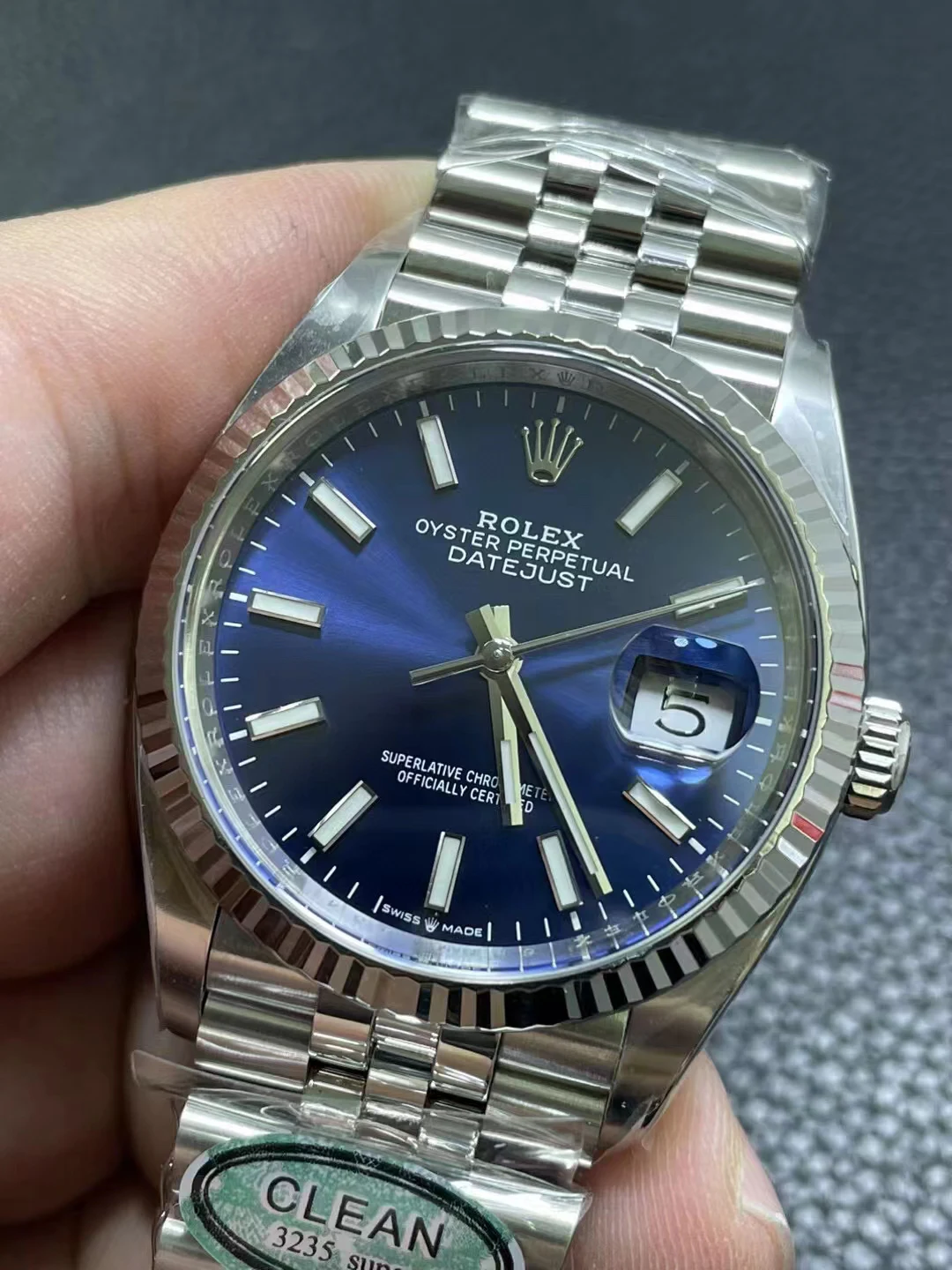 Clean蓝日志36mm DateJust 126234 Blue Dial Jubilee SH3235