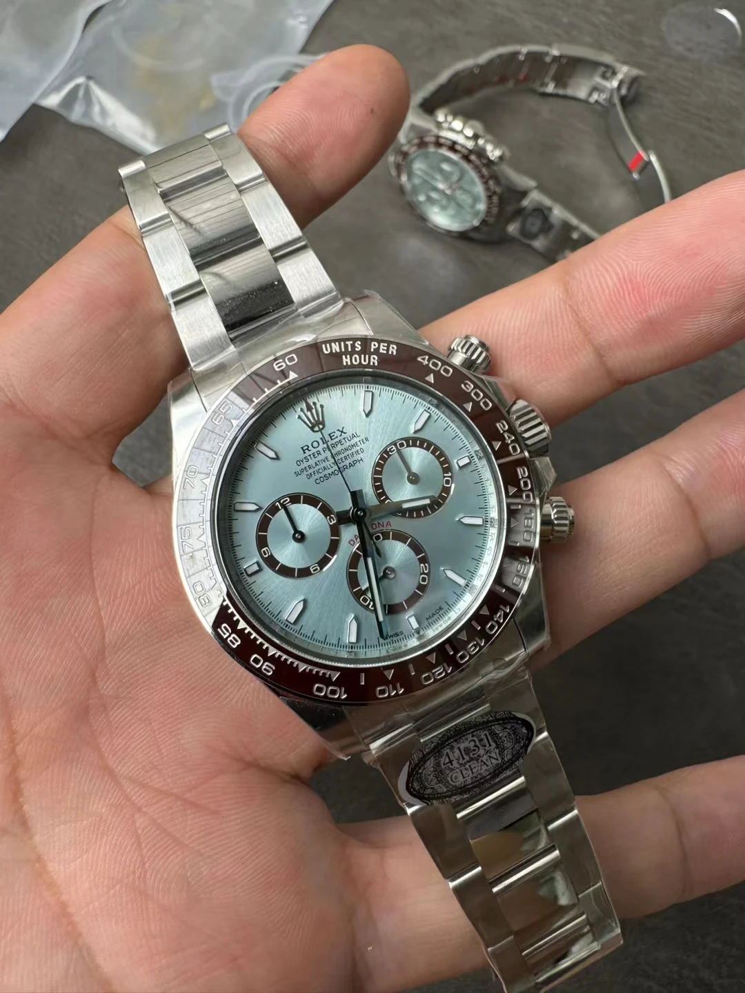 Clean冰蓝迪Daytona 126506 Ice Blue Dial Stick Markers Bracelet SH4131