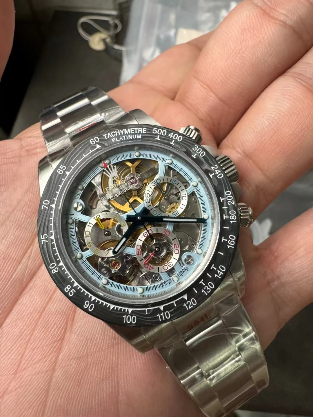 SONIC镂空Daytona Montoya Carbon Bezel Skeleton Dial SA4130