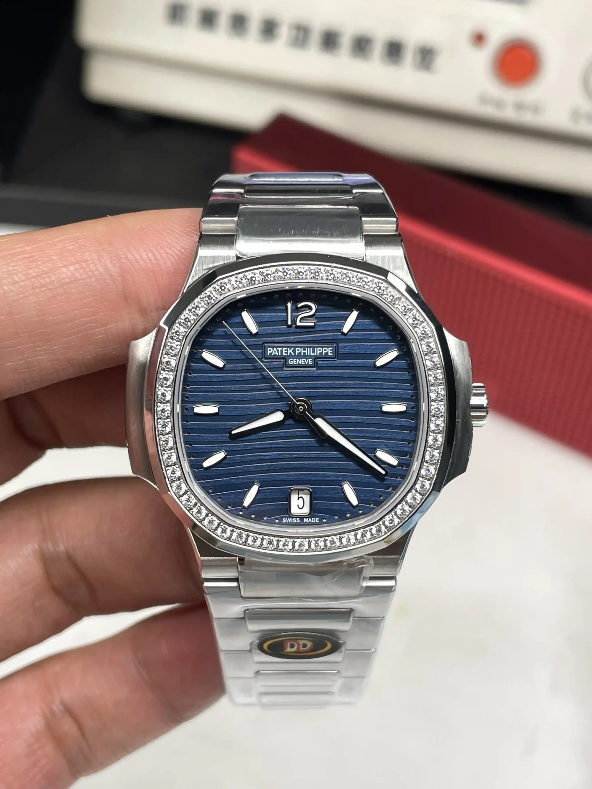 DDF Nautilus 7118 Ladies Blue Dial Diamonds Bezel DD324 Super Clone