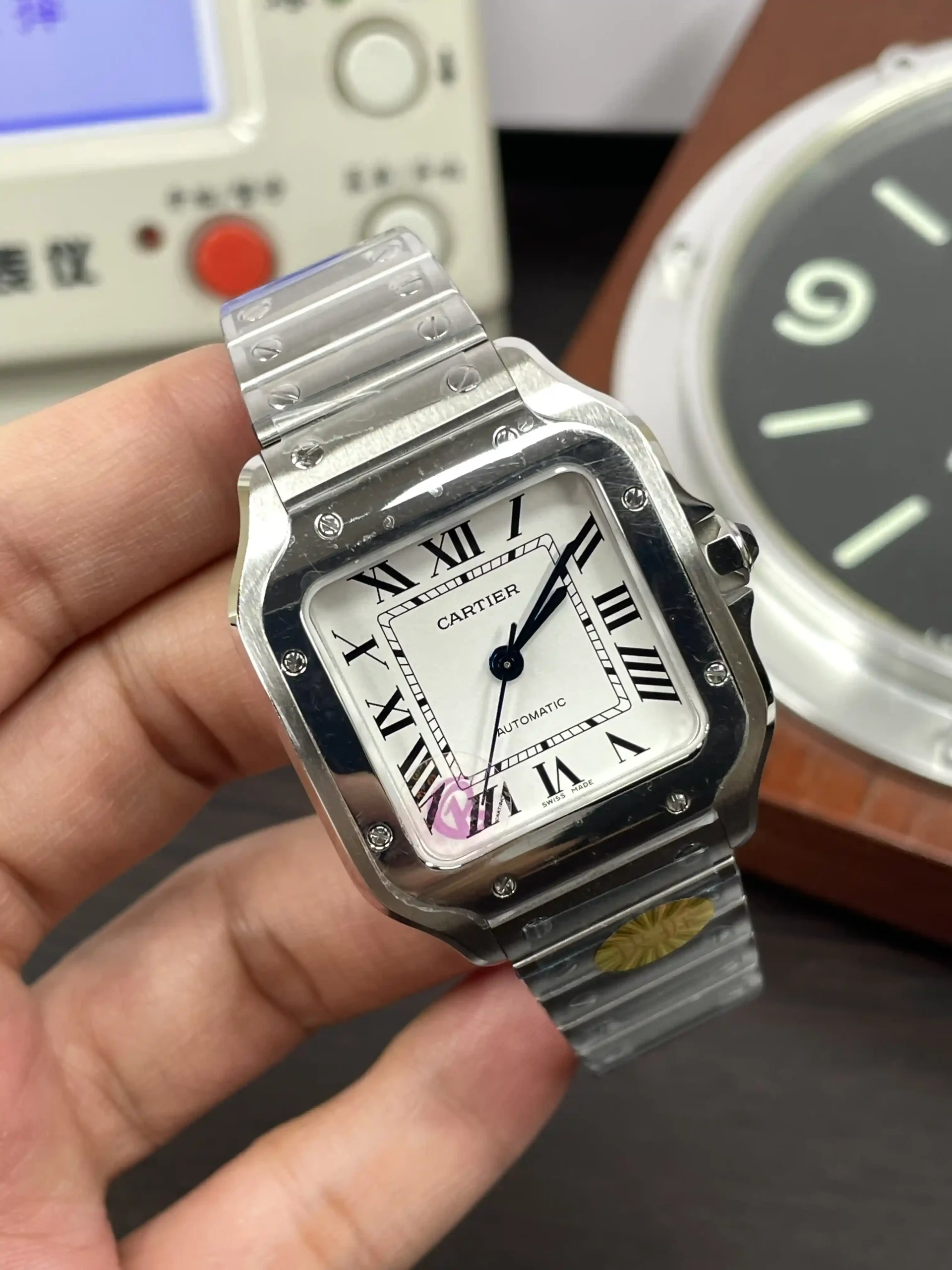 CRF Santos de Cartier 35mm White Dial SmartLinks