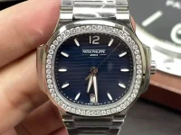 DDF Nautilus 7118 Ladies Blue Dial Diamonds Bezel DD324 Custom real diamonds(QC)