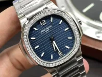 DDF Nautilus 7118 Ladies Blue Dial Diamonds Bezel DD324 Custom real diamonds(QC)